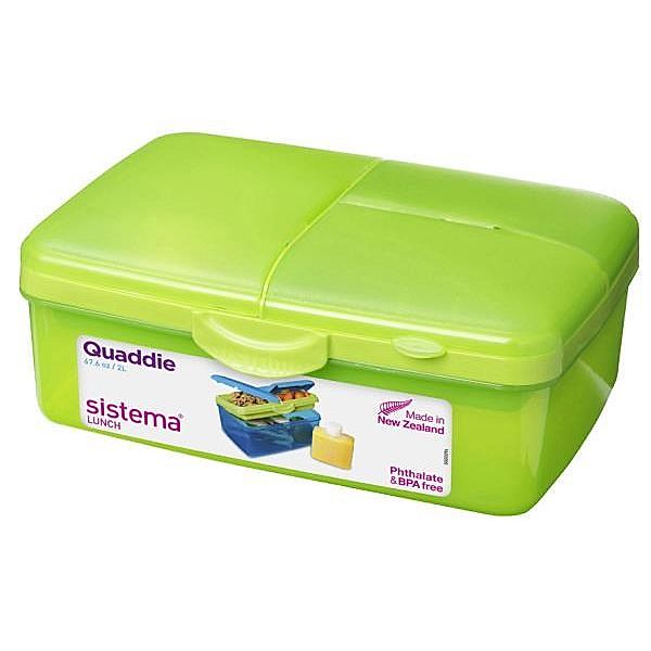 Lunchbox Slimeline Quaddie Grün 1,5 L + Flasche