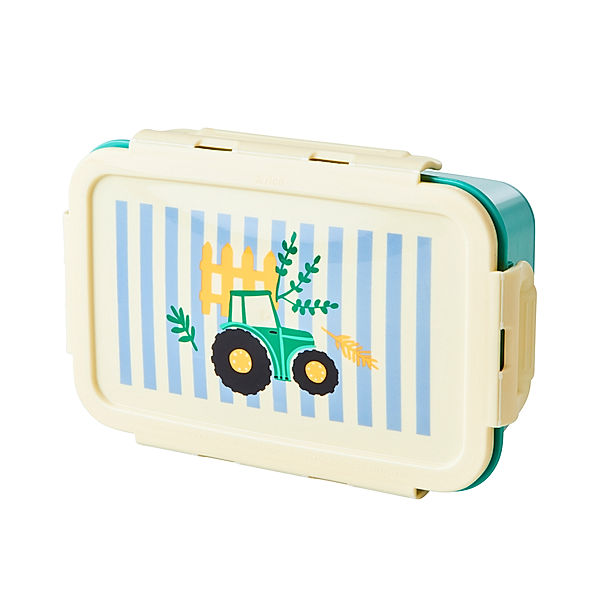 rice Lunchbox TRACTOR mit 3 Fächern in blau