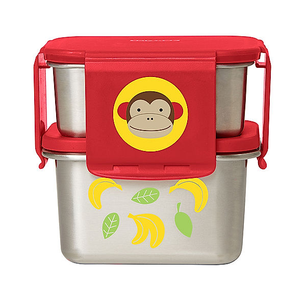 SKIP HOP Lunchbox ZOO – AFFE MARSHELL 2-teilig in silber/rot
