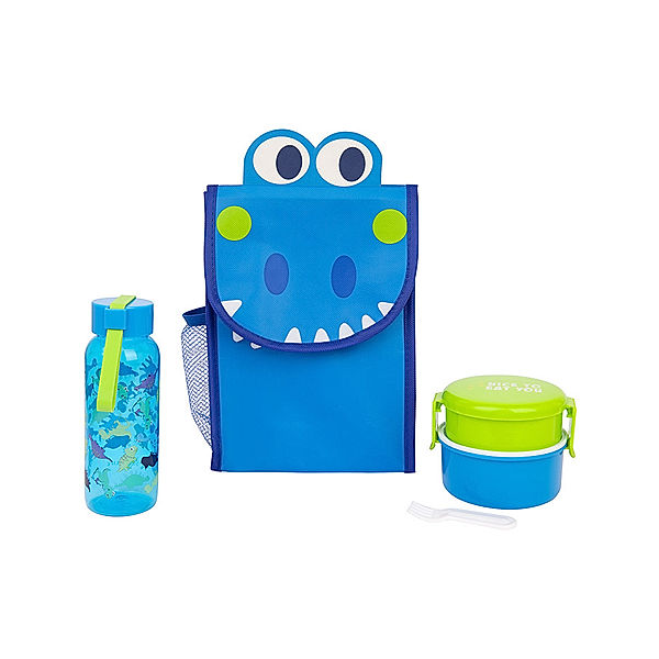 SUNNYLIFE Lunchset DINO 3-teilig in blau/grün