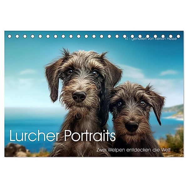 Lurcher Portraits - Zwei Welpen entdecken die Welt (Tischkalender 2024 DIN A5 quer), CALVENDO Monatskalender, Kerstin Hesse
