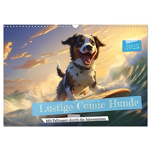 Lustige Comic Hunde (Wandkalender 2025 DIN A3 quer), CALVENDO Monatskalender, Calvendo, HollywayArt