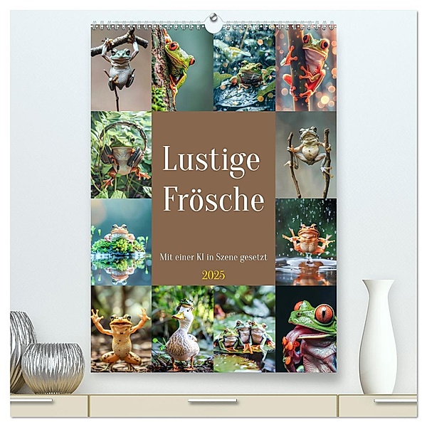 Lustige Frösche (hochwertiger Premium Wandkalender 2025 DIN A2 hoch), Kunstdruck in Hochglanz, Calvendo, Steffen Gierok-Latniak
