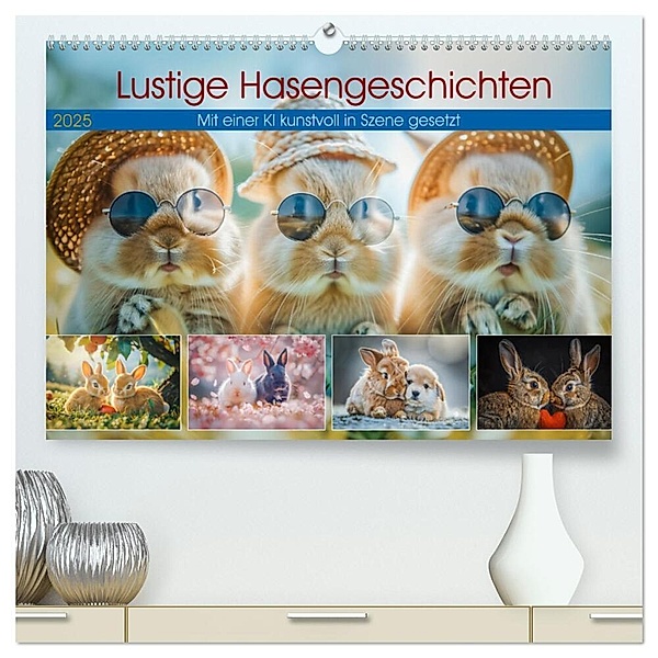 Lustige Hasengeschichten (hochwertiger Premium Wandkalender 2025 DIN A2 quer), Kunstdruck in Hochglanz, Calvendo, Steffen Gierok-Latniak