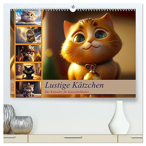 Lustige Kätzchen (hochwertiger Premium Wandkalender 2024 DIN A2 quer), Kunstdruck in Hochglanz, Dirk Meutzner