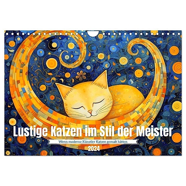 Lustige Katzen im Stil der Meister (Wandkalender 2024 DIN A4 quer), CALVENDO Monatskalender, Kerstin Waurick