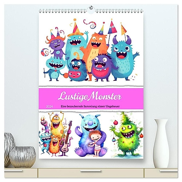 Lustige Monster - Eine bezaubernde Sammlung süsser Ungeheuer (hochwertiger Premium Wandkalender 2024 DIN A2 hoch), Kunstdruck in Hochglanz, Anja Frost