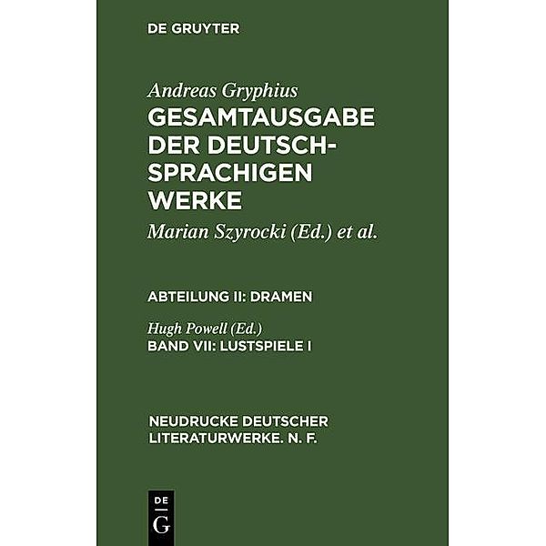 Lustspiele I / Neudrucke deutscher Literaturwerke. N. F. Bd.21