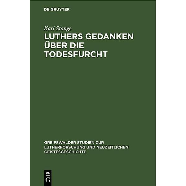 Luthers Gedanken über die Todesfurcht, Karl Stange