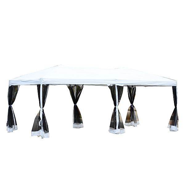 Luxus Faltpavillon mit Transporttasche (Farbe: weiß-schwarz, Größe: 600 x 300 x 255 cm (LxBxH))