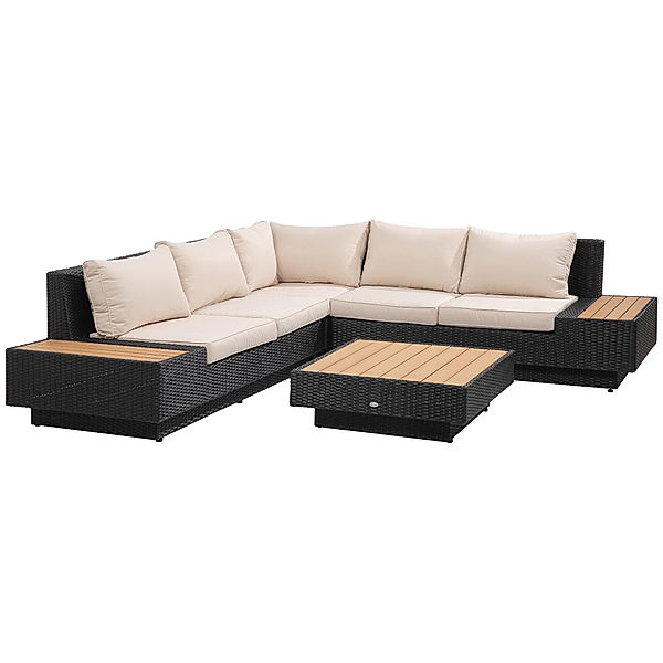 Luxus Polyrattan Loungeset (Farbe: schwarz)