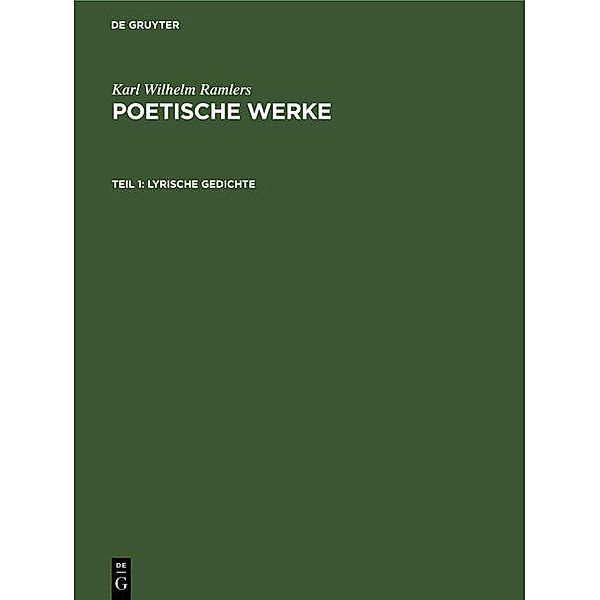 Lyrische Gedichte, Karl Wilhelm Ramler
