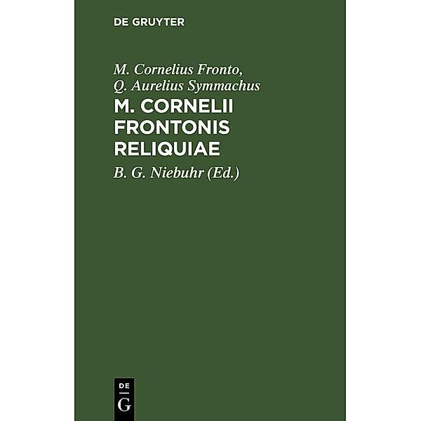 M. Cornelii Frontonis Reliquiae, M. Cornelius Fronto, Q. Aurelius Symmachus