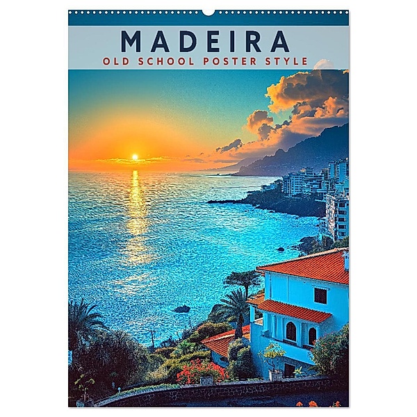 Madeira - Old School Poster Style (Wandkalender 2025 DIN A2 hoch), CALVENDO Monatskalender, Calvendo, Val Thoermer