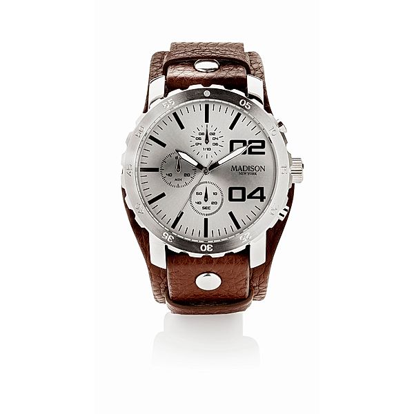 Madison Herren Chronograph Armbanduhr mit Lederarmband