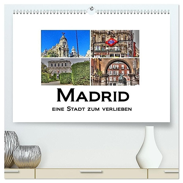 Madrid eine Stadt zum Verlieben (hochwertiger Premium Wandkalender 2024 DIN A2 quer), Kunstdruck in Hochglanz, M.Polok
