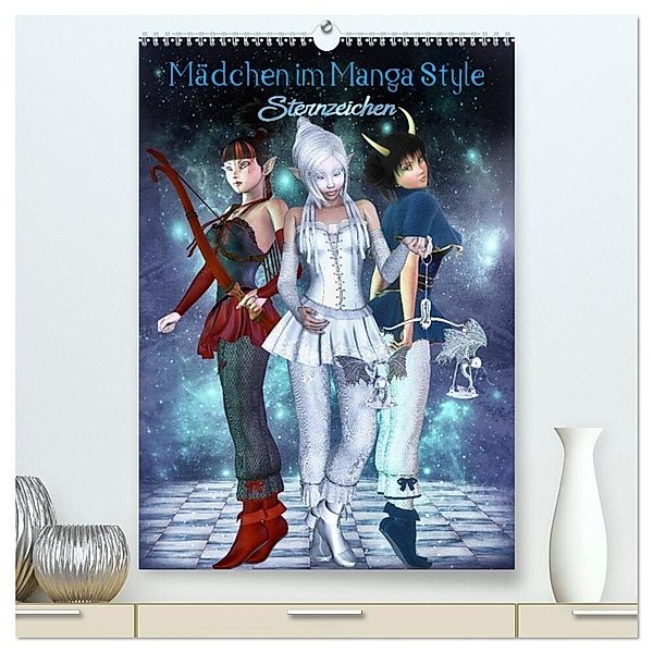 Mädchen im Manga Style (Sternzeichen) (hochwertiger Premium Wandkalender 2024 DIN A2 hoch), Kunstdruck in Hochglanz, Andrea Tiettje