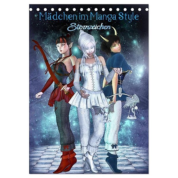 Mädchen im Manga Style (Sternzeichen) (Tischkalender 2025 DIN A5 hoch), CALVENDO Monatskalender, Calvendo, Andrea Tiettje