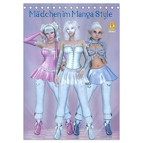 Mädchen im Manga Style (Tischkalender 2024 DIN A5 hoch), CALVENDO Monatskalender, Andrea Tiettje