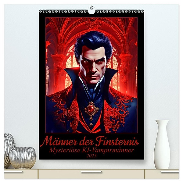 Männer der Finsternis - Mysteriöse KI-Vampirmänner (hochwertiger Premium Wandkalender 2025 DIN A2 hoch), Kunstdruck in Hochglanz, Calvendo, Katharina Stachanczyk