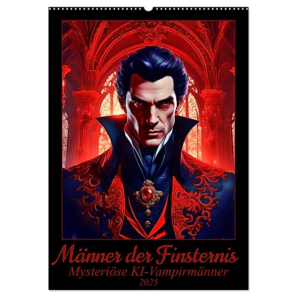 Männer der Finsternis - Mysteriöse KI-Vampirmänner (Wandkalender 2025 DIN A2 hoch), CALVENDO Monatskalender, Calvendo, Katharina Stachanczyk