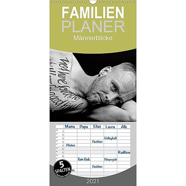 Männerblicke - Familienplaner hoch (Wandkalender 2021 , 21 cm x 45 cm, hoch), Nadine Santa-Ruyters