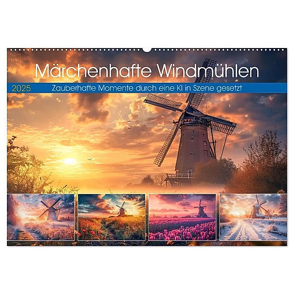Märchenhaft Windmühlen (Wandkalender 2025 DIN A2 quer), CALVENDO Monatskalender, Calvendo, Steffen Gierok-Latniak