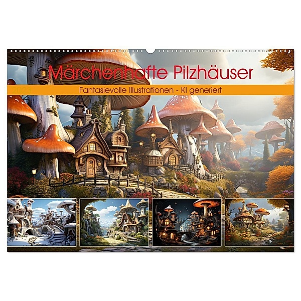Märchenhafte Pilzhäuser (Wandkalender 2024 DIN A2 quer), CALVENDO Monatskalender, Cathrin Illgen