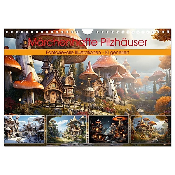 Märchenhafte Pilzhäuser (Wandkalender 2024 DIN A4 quer), CALVENDO Monatskalender, Cathrin Illgen