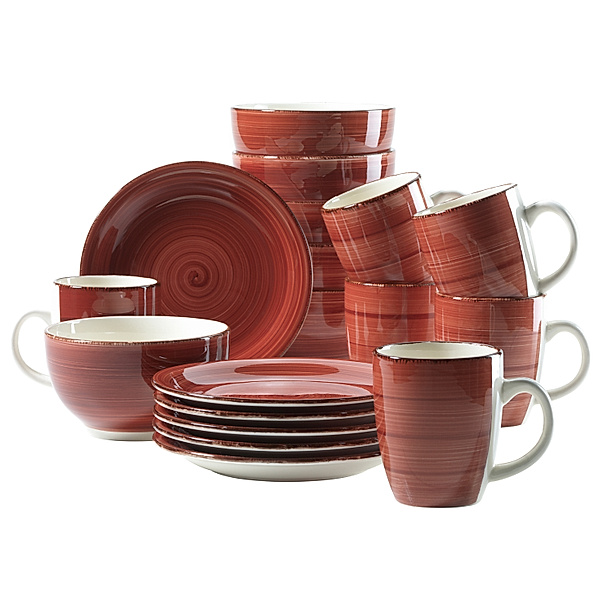 Mäser Frühstücksset, Keramik BEL TEMPO 18-teilig (Farbe: Rot)