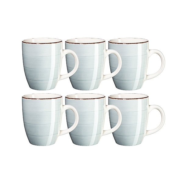 Mäser Kaffeebecher 39 cl, Keramik BEL TEMPO 6er-Set (Farbe: Hellblau)