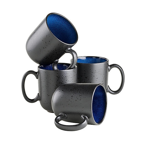 Mäser Kaffeebecher-Set, Steinzeug Niara (Farbe: Schwarz / Blau)