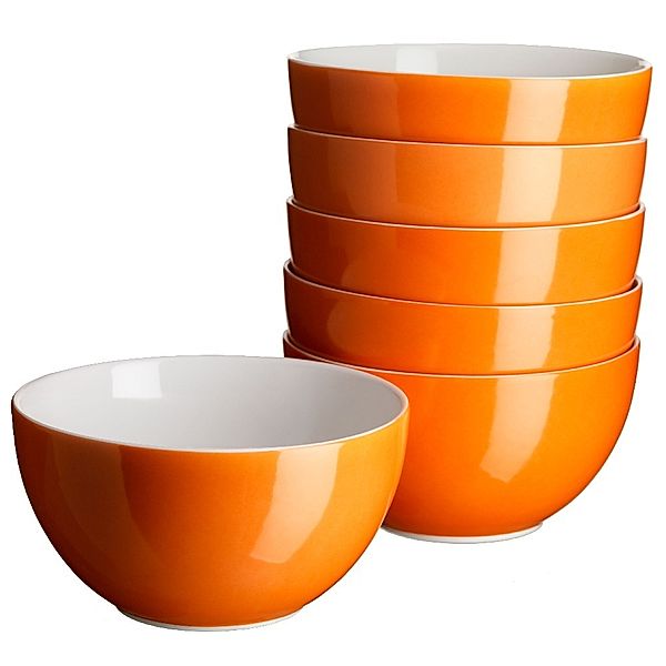 Mäser Müslischalen 14 cm, Porzellan SWOON 6er-Set (Farbe: Orange)