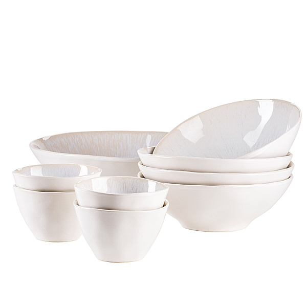 Mäser Salatschüssel-Set, Steinzeug Frozen (Farbe: Weiß)