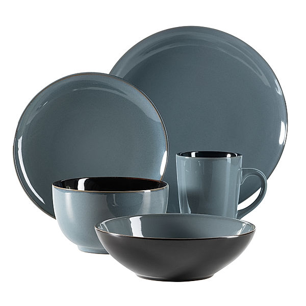 Mäser Single-Set Kombiservice, Keramik Scuro 5-teilig (Farbe: Blau)