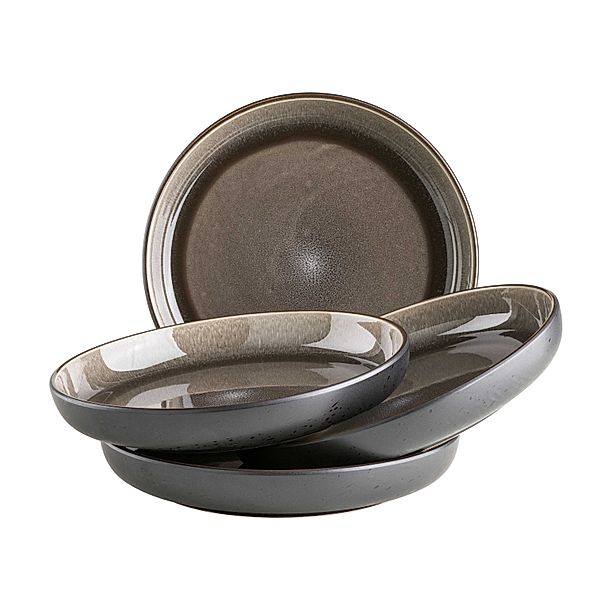 Mäser Suppenteller-Set, Steinzeug Niara (Farbe: Schwarz / Grau)