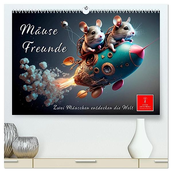 Mäuse Freunde (hochwertiger Premium Wandkalender 2024 DIN A2 quer), Kunstdruck in Hochglanz, Peter Roder