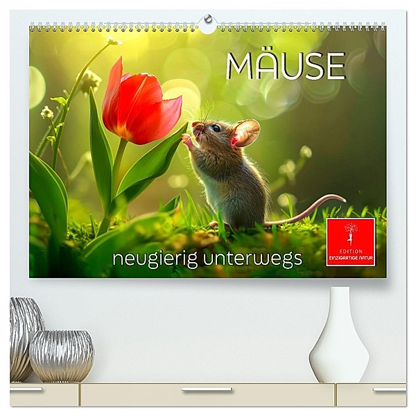 Mäuse - neugierig unterwegs (hochwertiger Premium Wandkalender 2025 DIN A2 quer), Kunstdruck in Hochglanz, Calvendo, Peter Roder