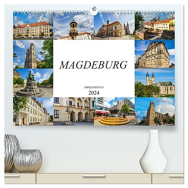 Magdeburg Impressionen (hochwertiger Premium Wandkalender 2024 DIN A2 quer), Kunstdruck in Hochglanz, Dirk Meutzner