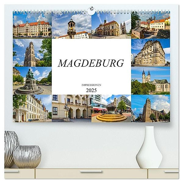Magdeburg Impressionen (hochwertiger Premium Wandkalender 2025 DIN A2 quer), Kunstdruck in Hochglanz, Calvendo, Dirk Meutzner
