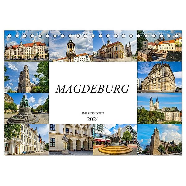 Magdeburg Impressionen (Tischkalender 2024 DIN A5 quer), CALVENDO Monatskalender, Dirk Meutzner