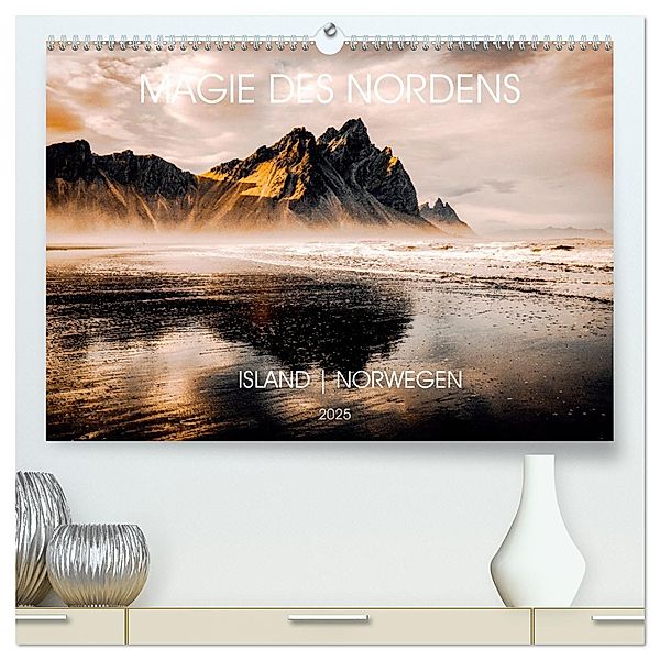 Magie des Nordens, Island und Norwegen (hochwertiger Premium Wandkalender 2025 DIN A2 quer), Kunstdruck in Hochglanz, Calvendo, Birgit Scharnhorst