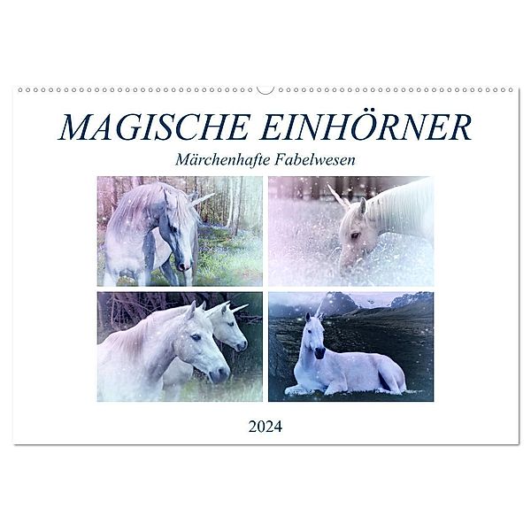 Magische Einhörner - märchenhafte Fabelwesen (Wandkalender 2024 DIN A2 quer), CALVENDO Monatskalender, Liselotte Brunner-Klaus