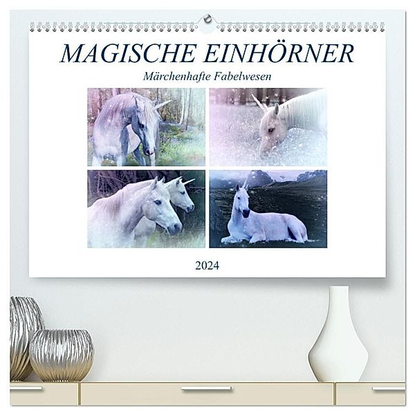 Magische Einhörner - märchenhafte Fabelwesen (hochwertiger Premium Wandkalender 2024 DIN A2 quer), Kunstdruck in Hochglanz, Liselotte Brunner-Klaus