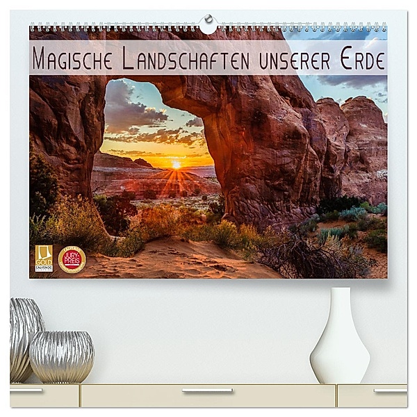 Magische Landschaften unserer Erde (hochwertiger Premium Wandkalender 2025 DIN A2 quer), Kunstdruck in Hochglanz, Calvendo, Denis Feiner