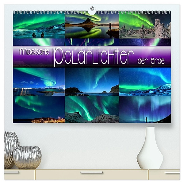 Magische Polarlichter der Erde (hochwertiger Premium Wandkalender 2025 DIN A2 quer), Kunstdruck in Hochglanz, Calvendo, Renate Utz