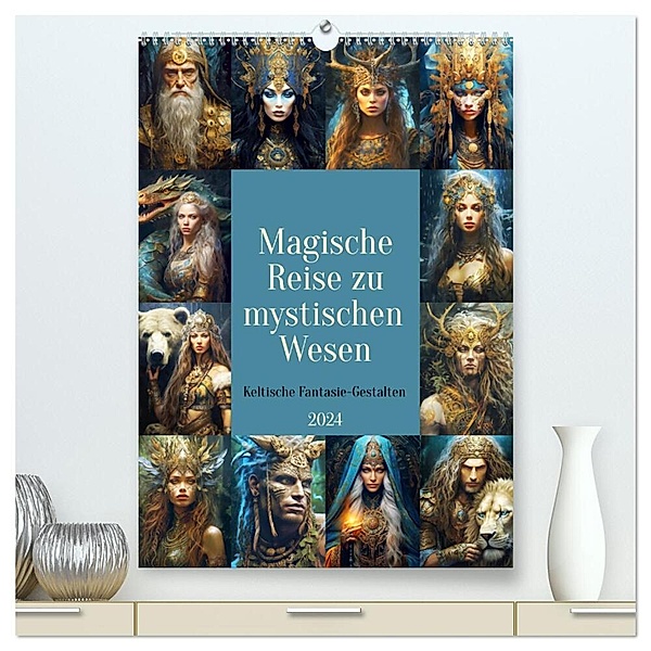 Magische Reise zu mystischen Wesen. Keltische Fantasie-Gestalten (hochwertiger Premium Wandkalender 2024 DIN A2 hoch), Kunstdruck in Hochglanz, Rose Hurley
