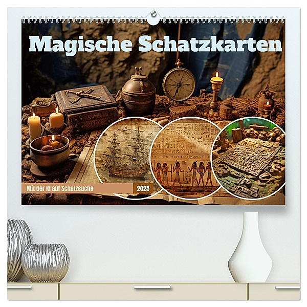 Magische Schatzkarten (hochwertiger Premium Wandkalender 2025 DIN A2 quer), Kunstdruck in Hochglanz, Calvendo, Steffen Gierok-Latniak