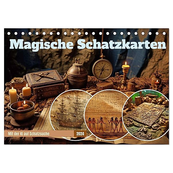 Magische Schatzkarten (Tischkalender 2024 DIN A5 quer), CALVENDO Monatskalender, Steffen Gierok-Latniak