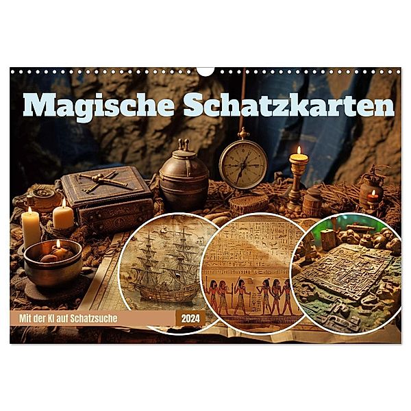 Magische Schatzkarten (Wandkalender 2024 DIN A3 quer), CALVENDO Monatskalender, Steffen Gierok-Latniak